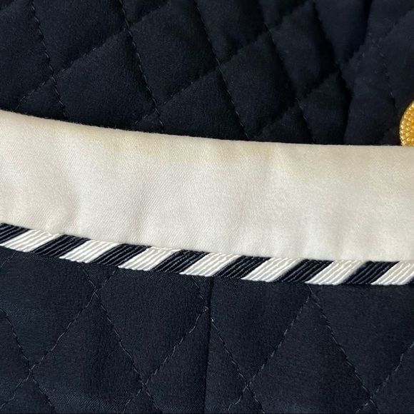 ESCADA VTG 80s Quilted Silk Flap Pockets Gold Button Front Collarless Jacket M - Picture 8 of 8